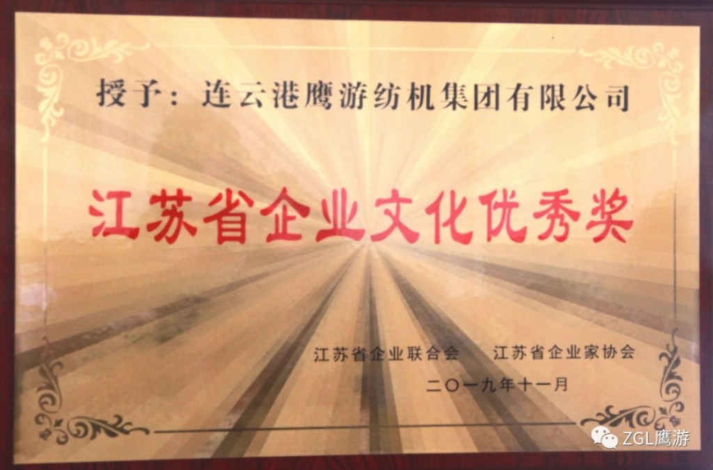 2019年江苏省企业联合会授予“江苏省加拿大28文化优秀奖”